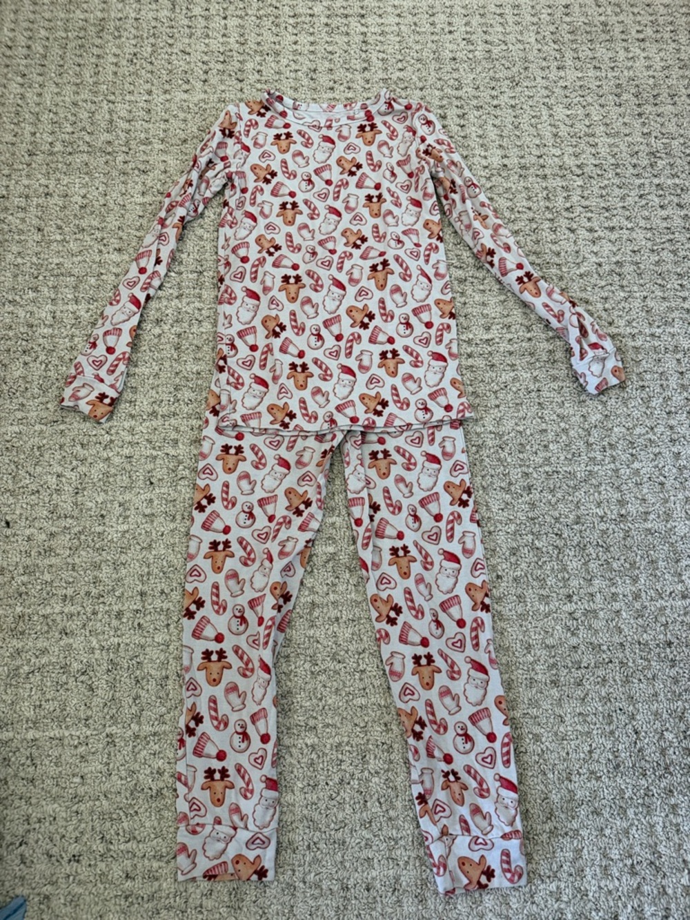 Children's Festive Holiday Pajama Set - Red & Brown Print